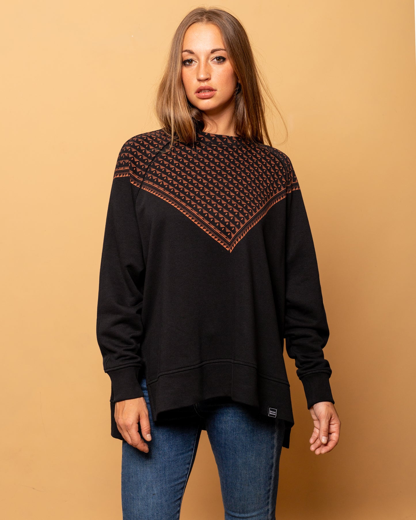 Women's Black Oversize Crewneck Sweatshirt