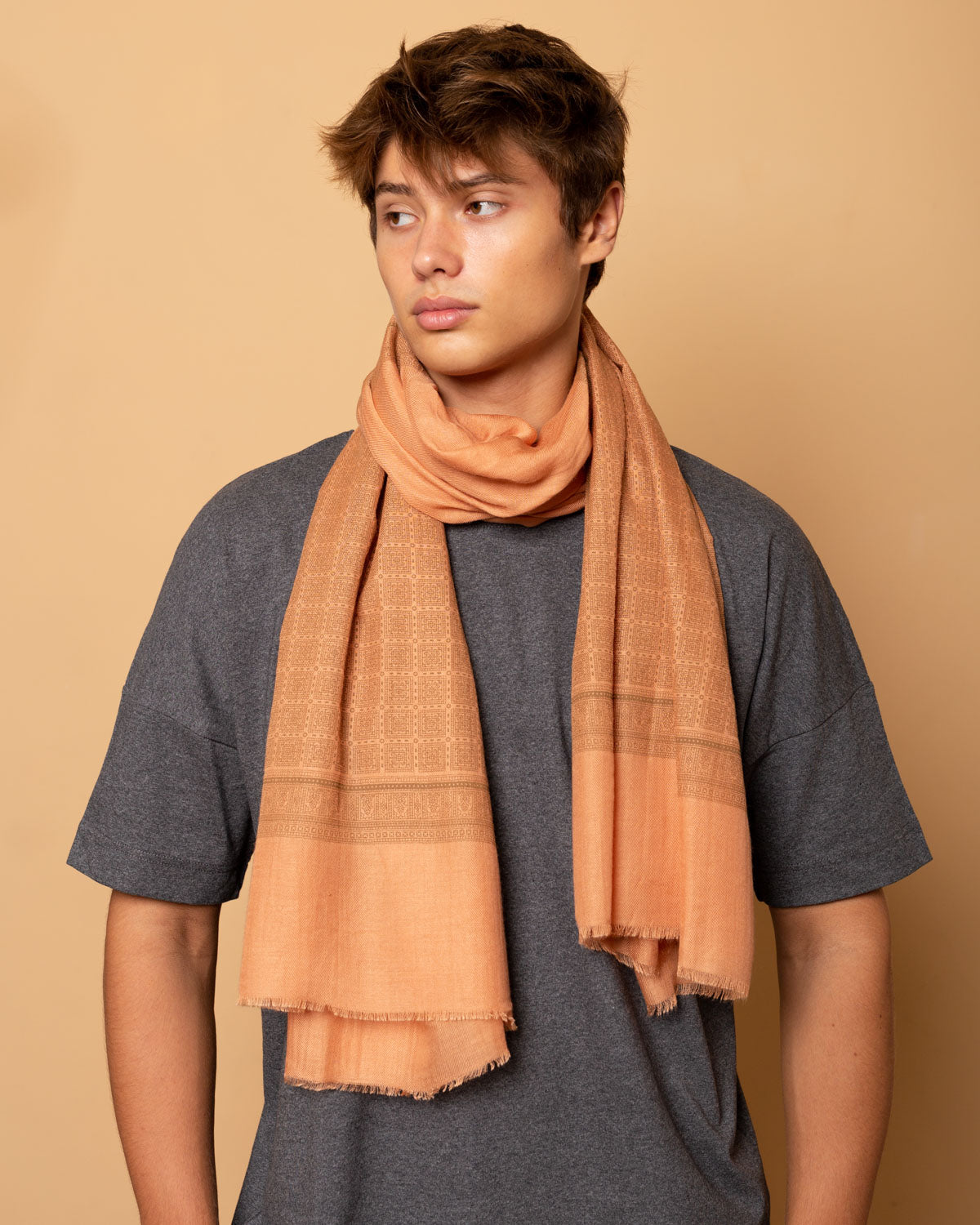 Pashmina Rosa Salmone in misto Cachemire