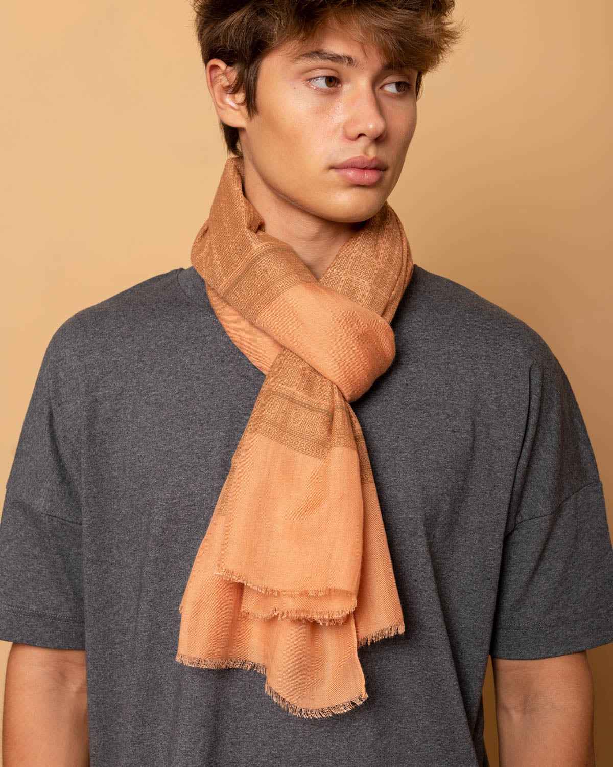 Pashmina Rosa Salmone in misto Cachemire
