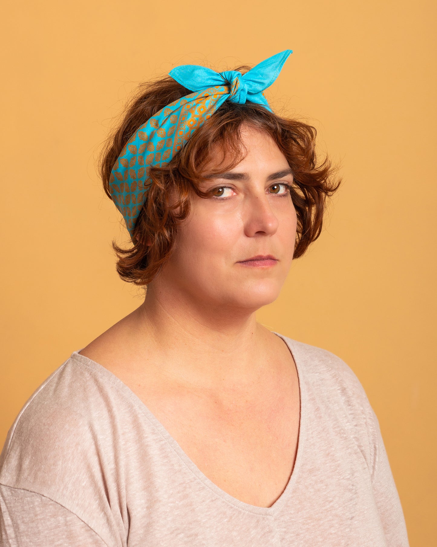 Bandana in Cotone Azzurra e Gialla — Made in Italy