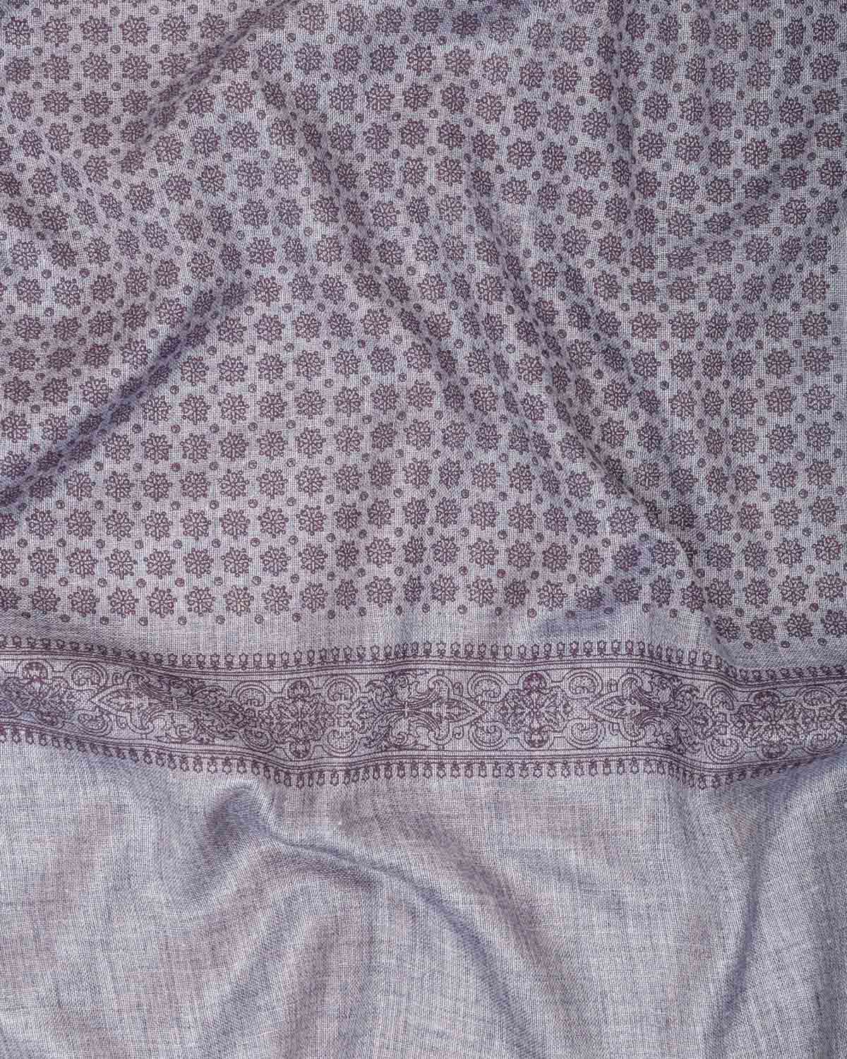 Hand-printed Wool and Modal Scarf in Topaz Purple color