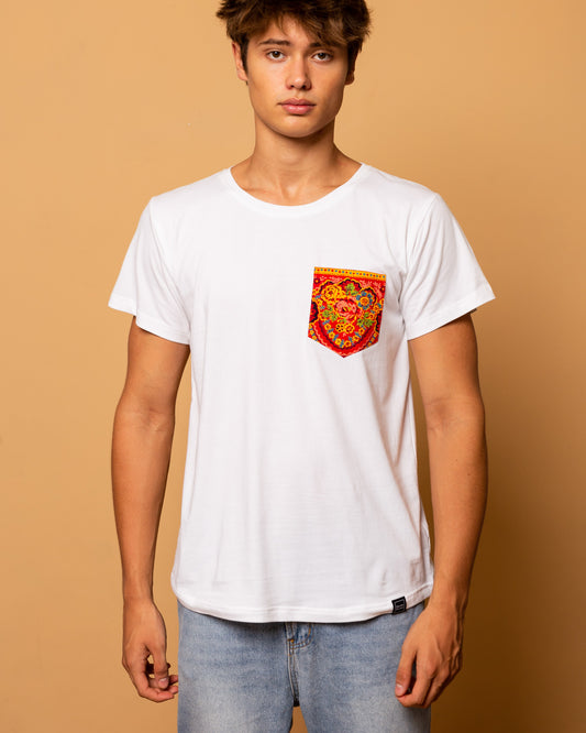 White Unisex T-shirt with pocket