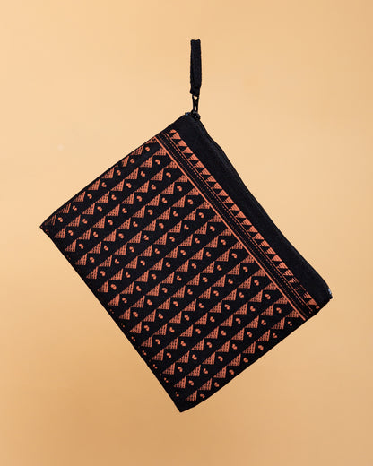 Pencil case / clutch bag in hand-printed canvas - 005