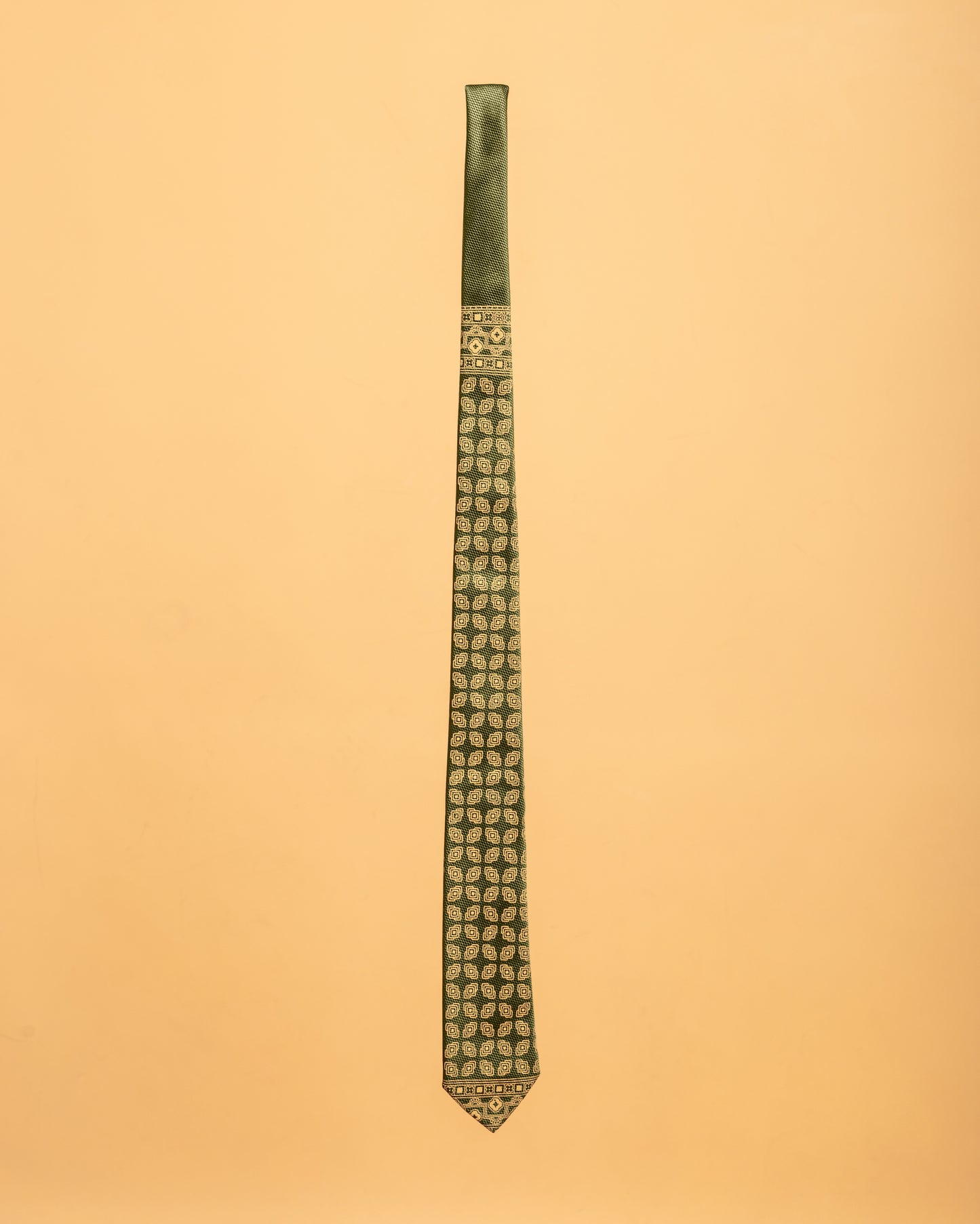 Cravatta in Seta Verde Oliva stampata a mano