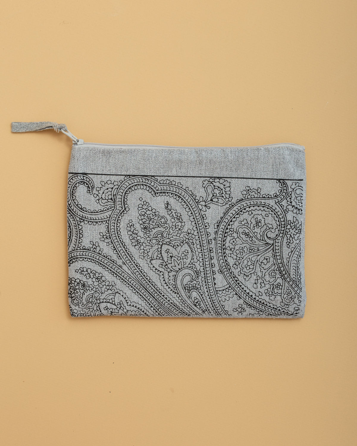 Pencil case / clutch bag in hand-printed canvas - 002