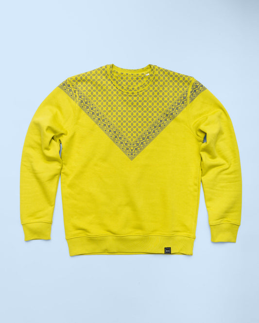 Hand-printed Lime Green sweatshirt in fleece cotton - 005