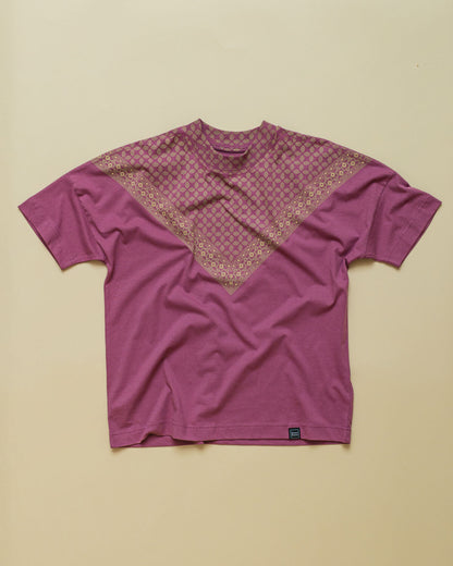Oversize unisex hand-printed T-Shirt in Mauve - 001
