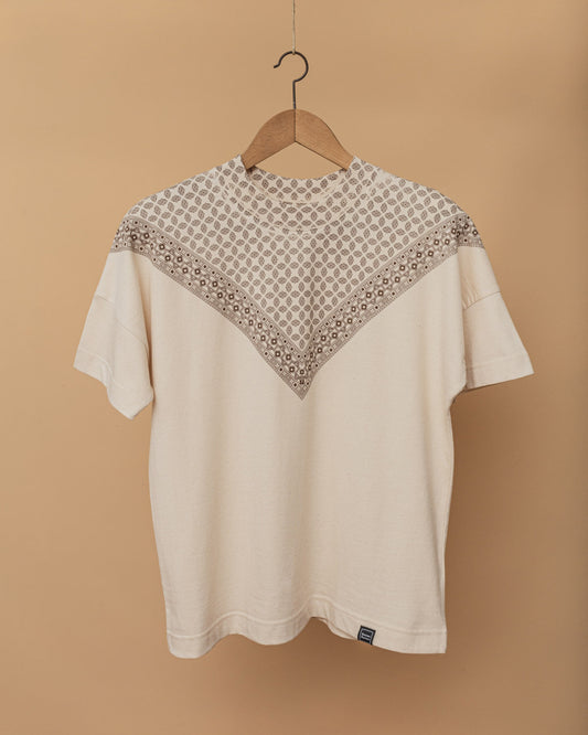 T-Shirt Oversize unisex stampata a mano Beige