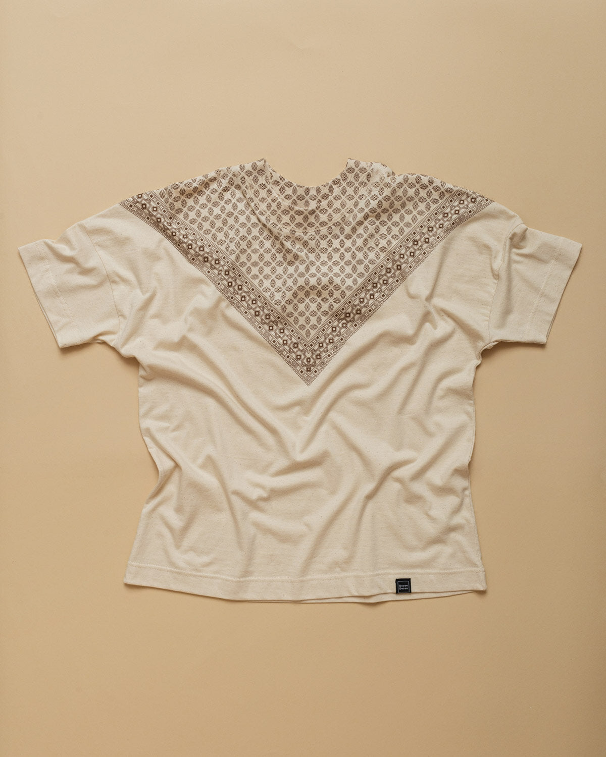 T-Shirt Oversize unisex stampata a mano Beige