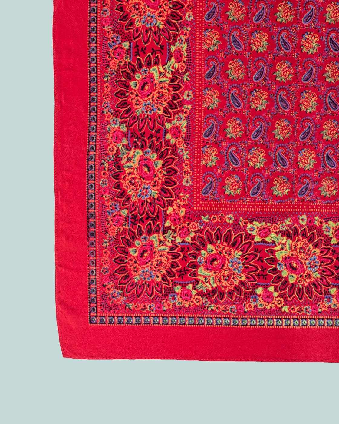 Silk foulard with traditional Balkan floral motifs